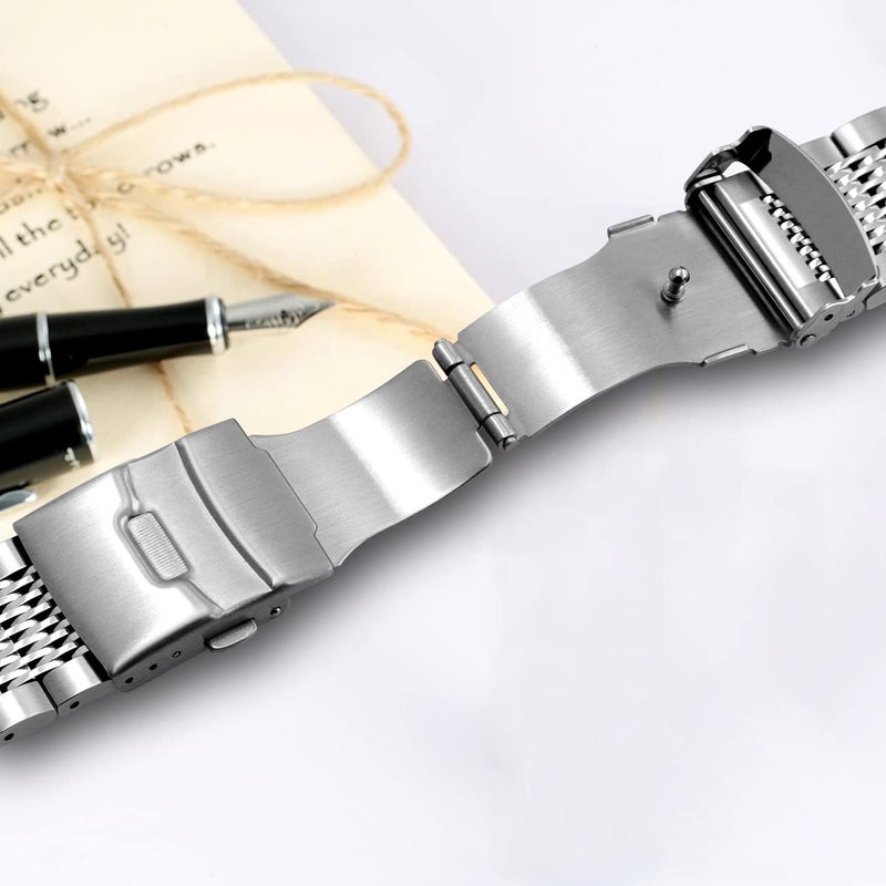 Kai Tian Compatible for Samsung Gear S3 Bands 22mm Stainless Steel Mesh Watch Band for Samsung Galaxy Watch 46mm, Gear S3 Frontier/Classic Smart Watch Strap for Men Women Silver - Image 4